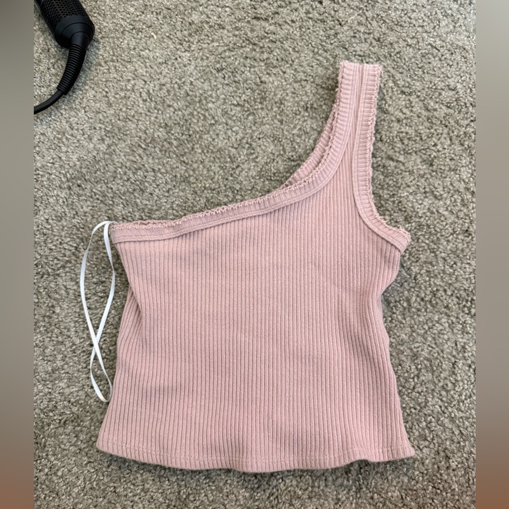 Urban Outfitters Blush Ribbed Asymmetrical Tank